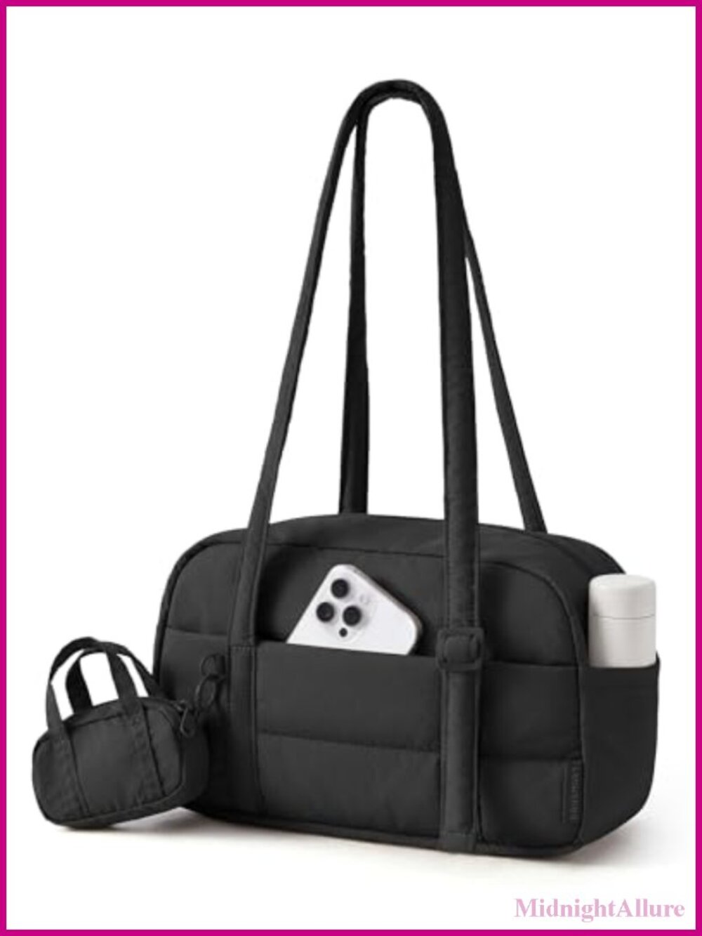 Quilted Puffer Shoulder Bag Lightweight Small Tote with Pouch